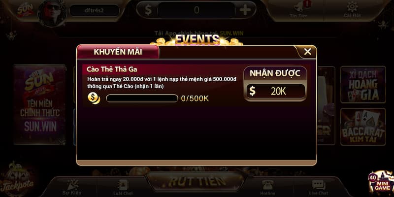 Thưởng chào mừng tân thủ tại cổng game Sunwin